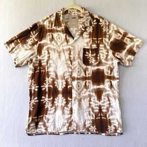 OAS Shirt Men Large Viscose Button Up Short Sleeve The Shapeshifter Resort Beach